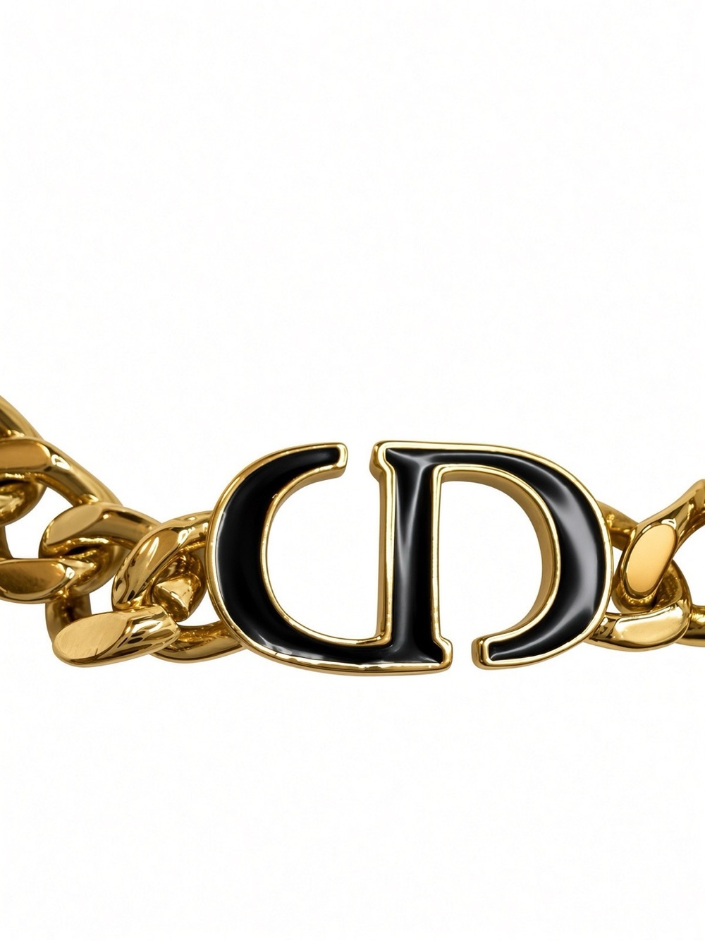 Gold Dior chain necklace, black logo - Picture 3 of 6